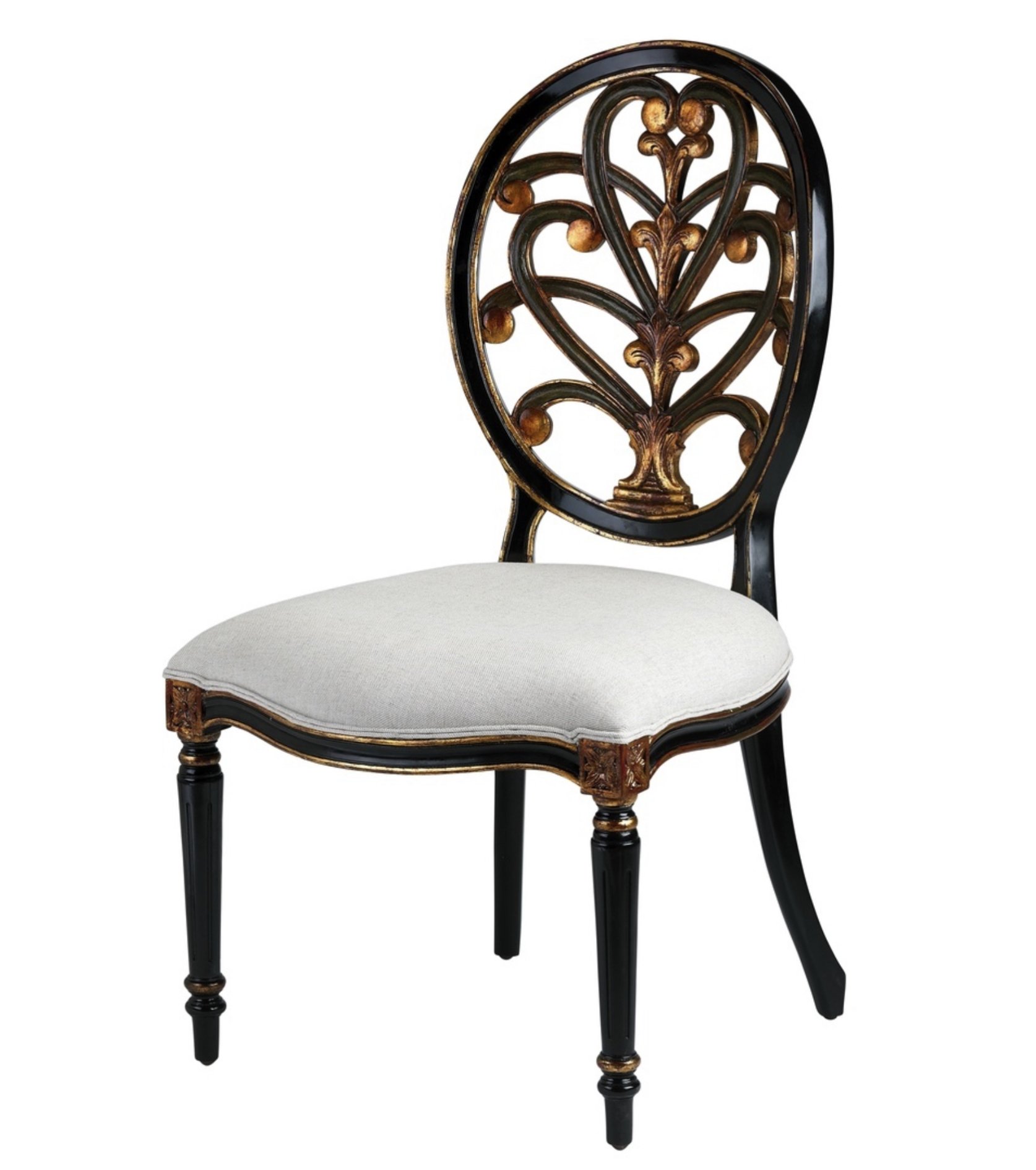 Black with Green Accents and Gold Leaf