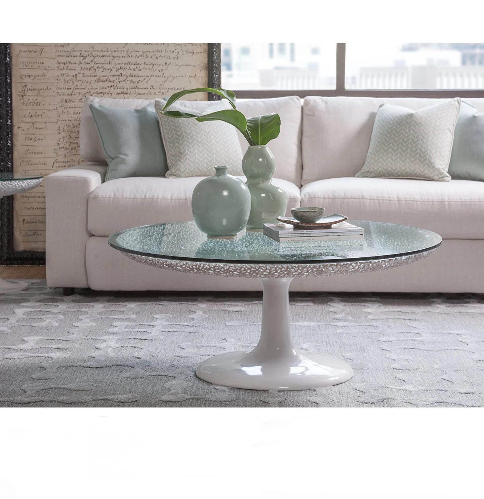 Seascape Round White Cocktail Table