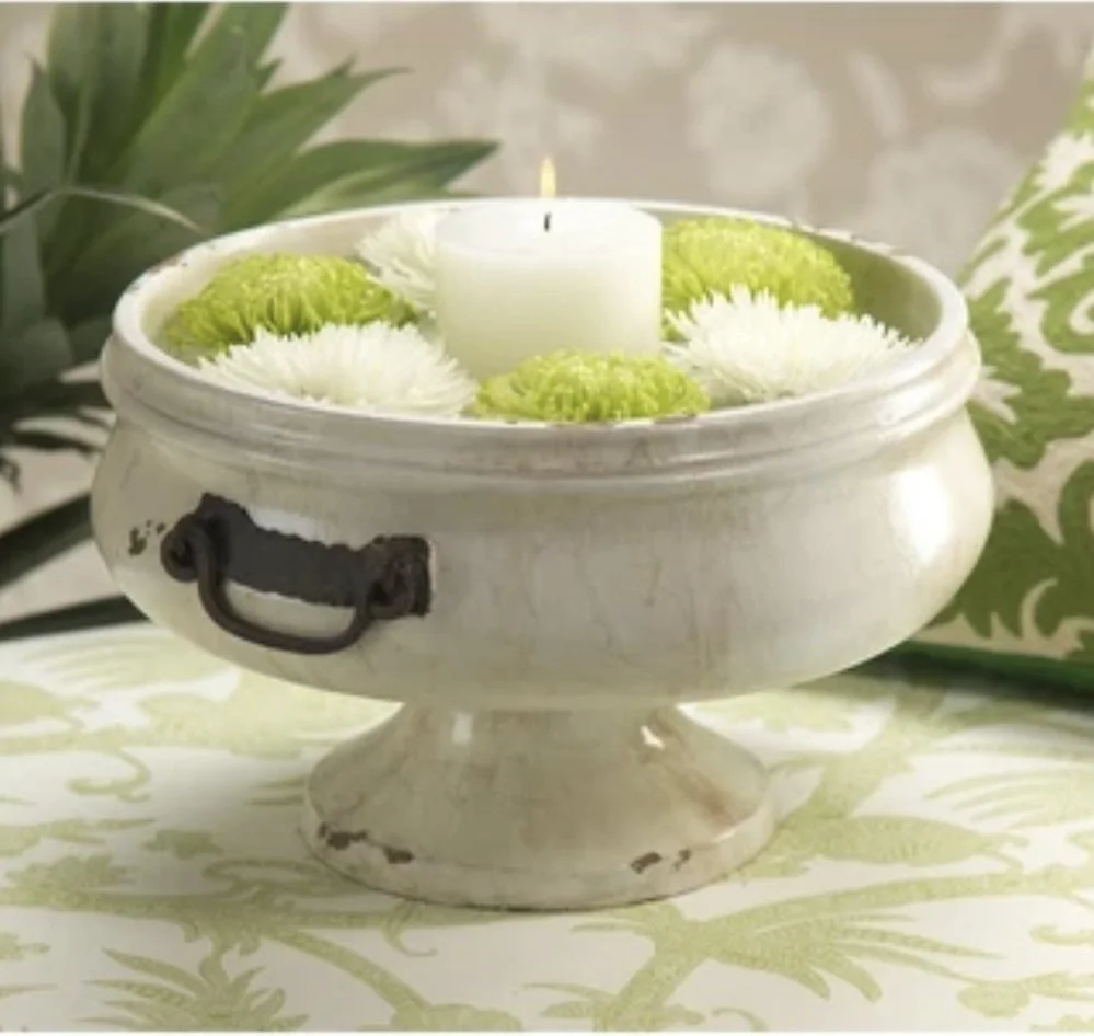 Corsica Pedestal Bowl with Iron Handles