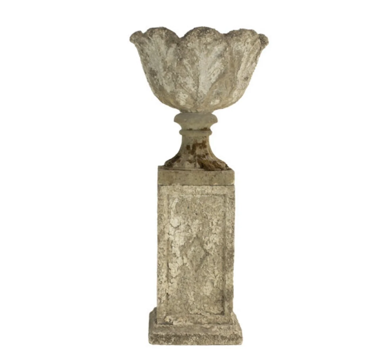 3 PIECE SET - STONE URN ON BASE