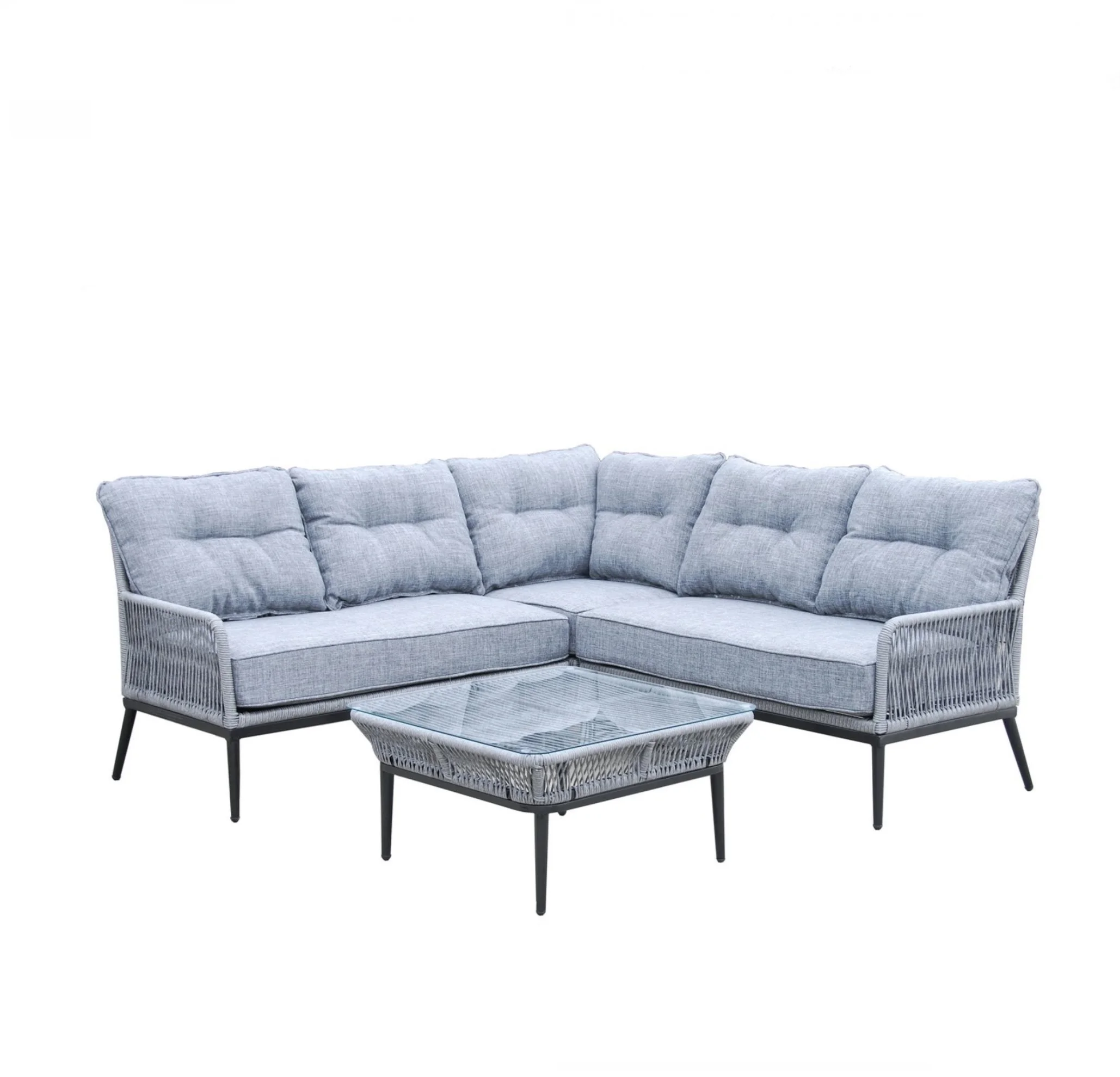 Harper 4pc EVA Wicker Rope Aluminum Sectional|Sunbrella Cushion Inclusive