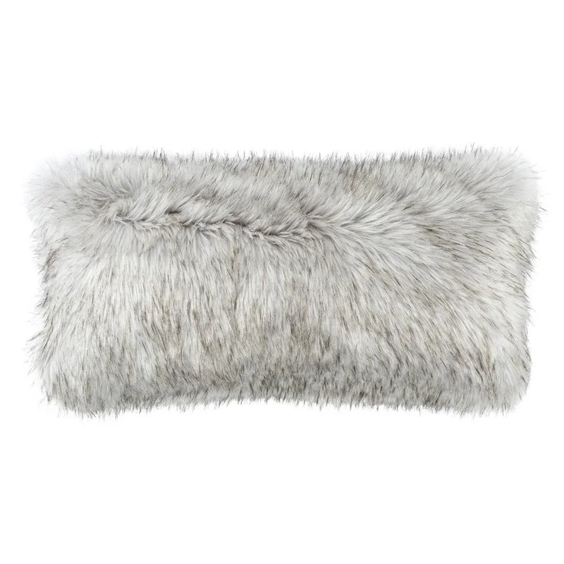 Silver Fur Lg. Rectangle Pillow 14X30