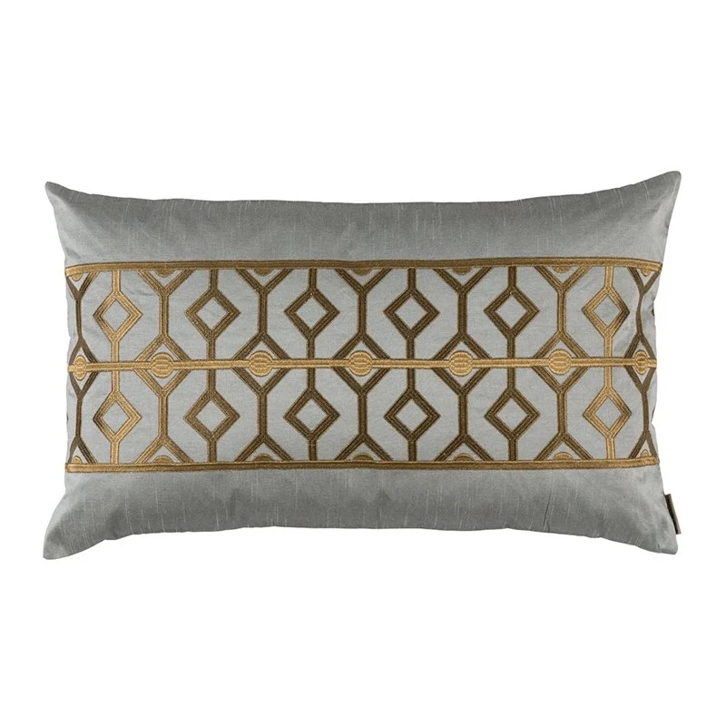 Kylie Lg Rect Pillow Pewter / Antique Gold 18X30 (Insert Included)