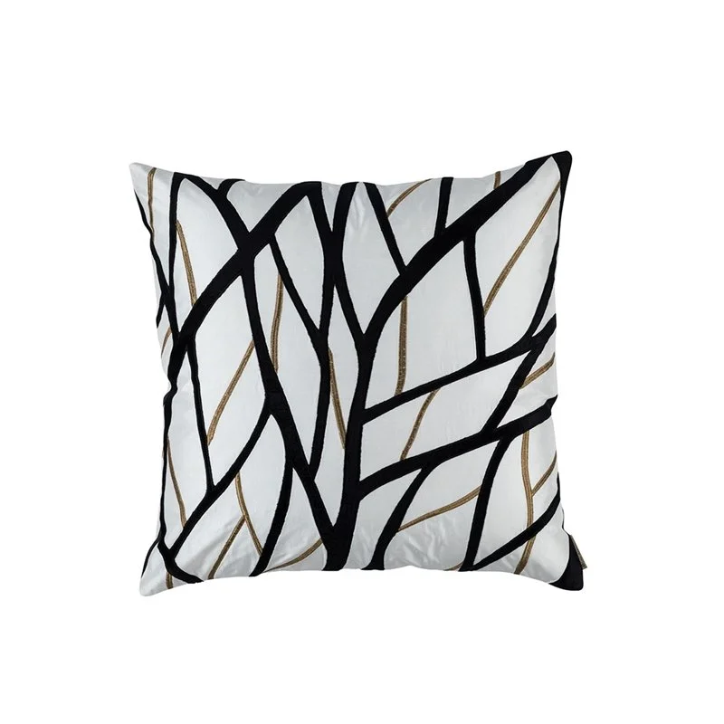 Twig Square Pillow Ivory / Gold / Black 24X24 (Insert Included)