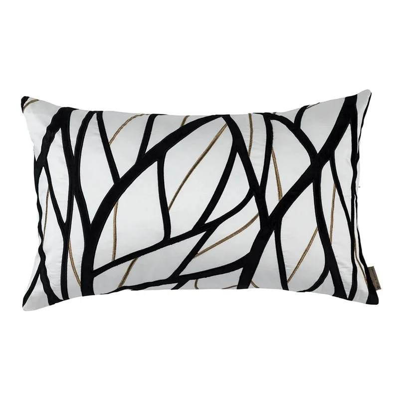 Twig Lg Rectangle Pillow Ivory / Gold / Black 18X30 (Insert Included)