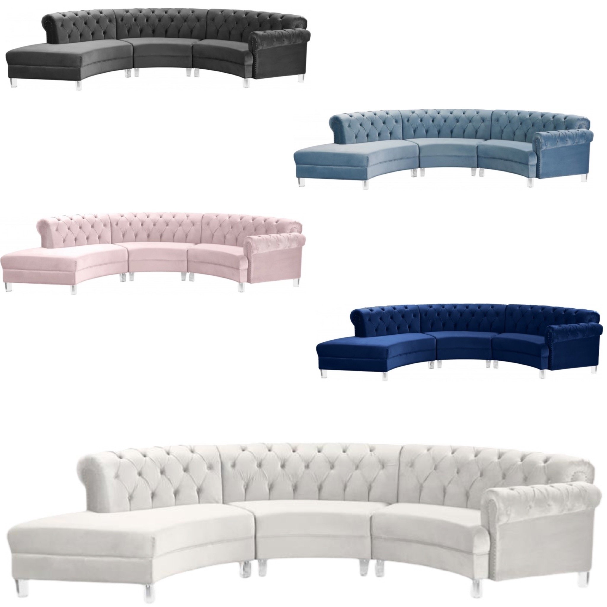 Anabella Velvet Sectional (3 piece)