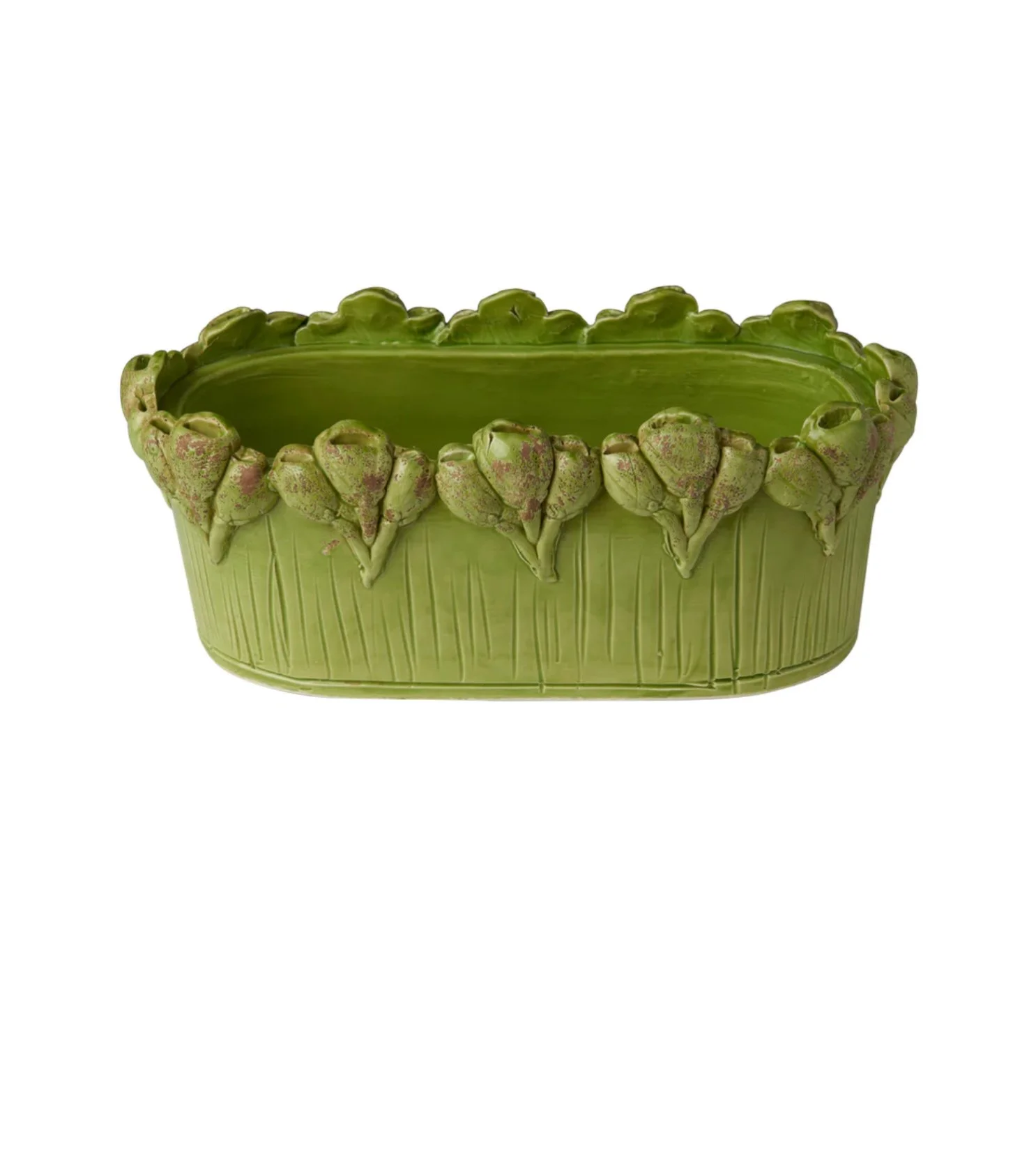 Les Fleur Oval Centerpiece, Green, Medium