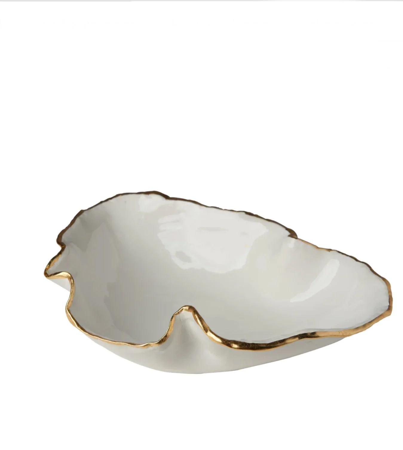 Atelier Free Form Bowl, White/Gold Trim, Large