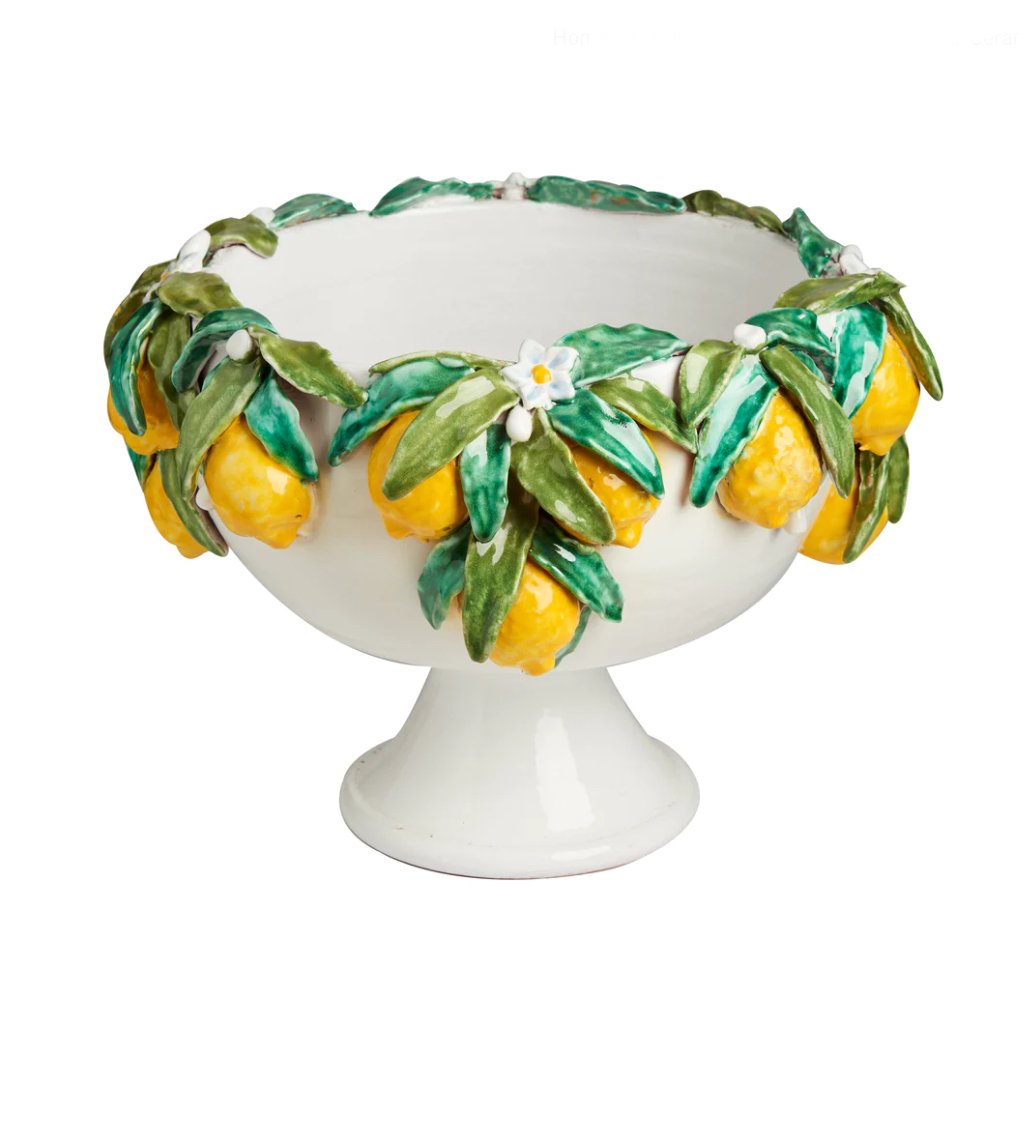 Footed Bowl with Lemons