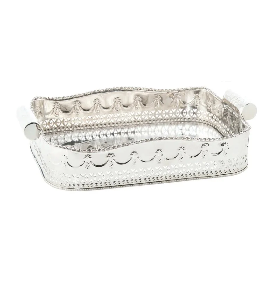 Polished Nickel Embossed Tray, Large