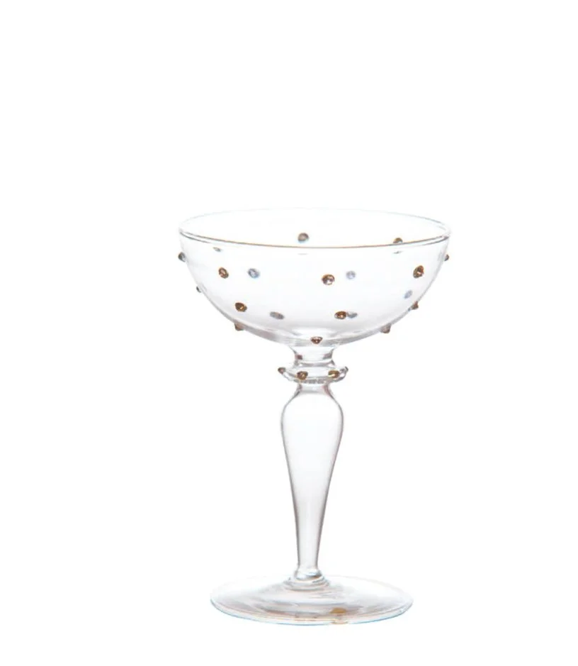Gatsby Champagne Coupe, Gold Dots - Set of 6
