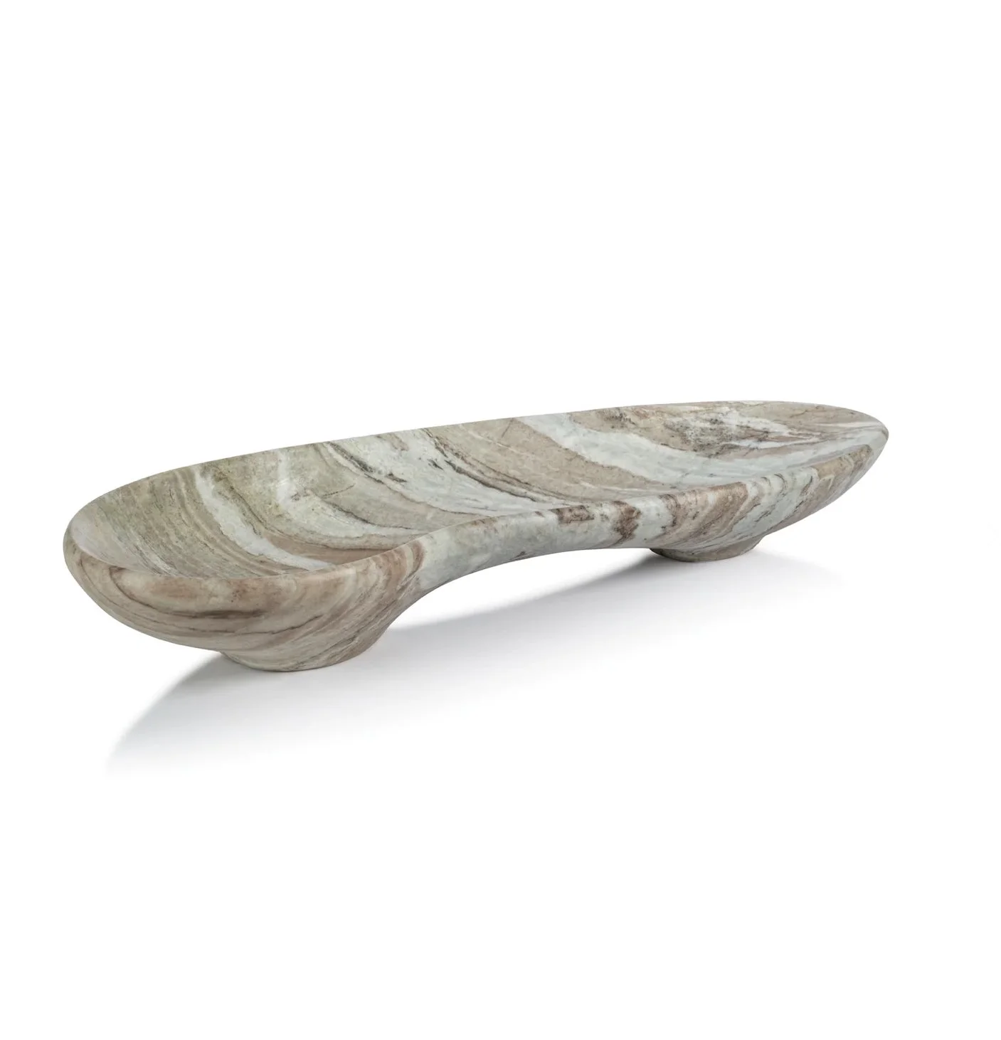 Arabescato Large Organic Shape Marble Bowl