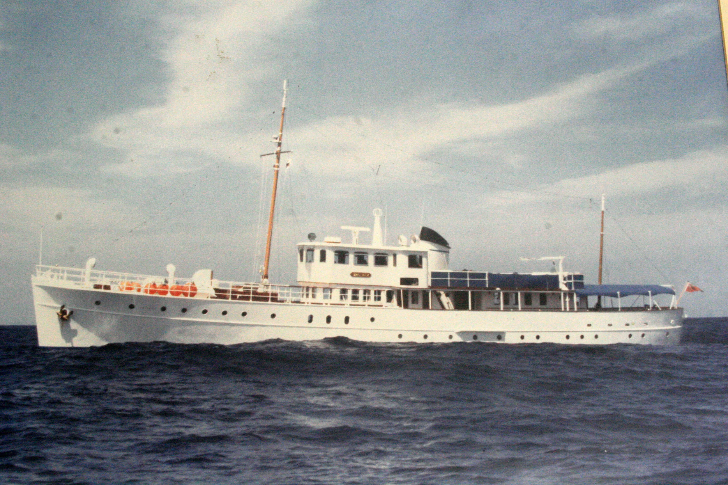 Motor Yacht BRAEMAR - cruising off Montserrat, 1981
