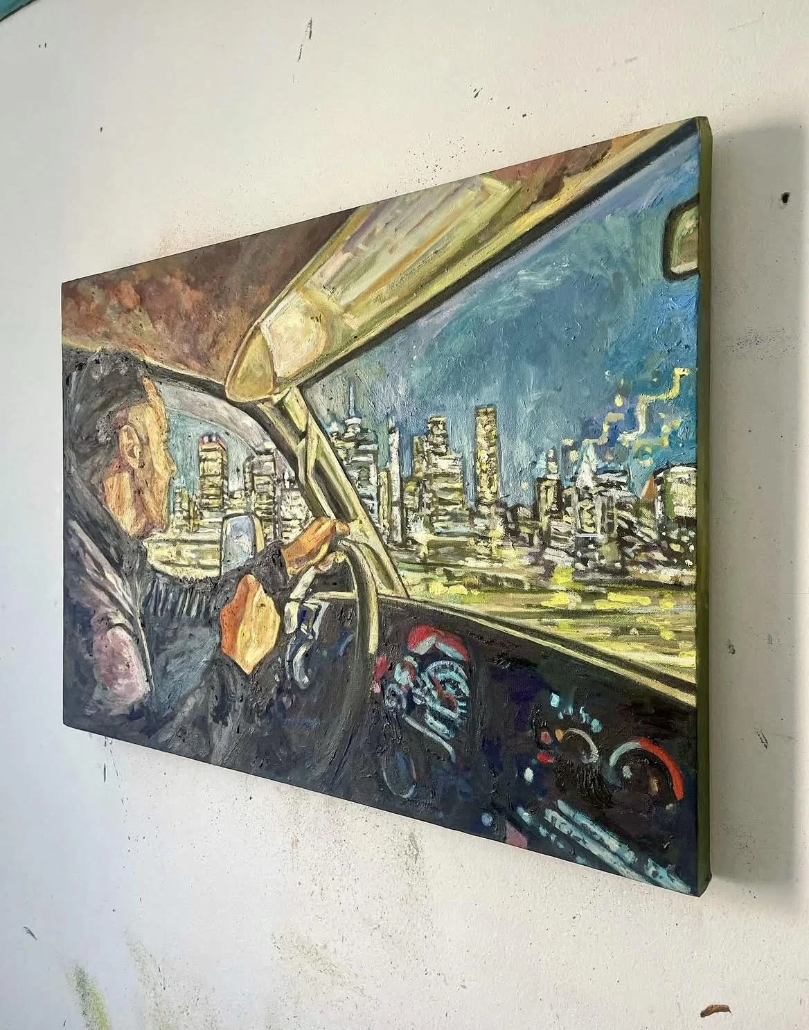     Arriving to New York . 2025, for Alexandros   Oil on canvas  22’ x 36” 