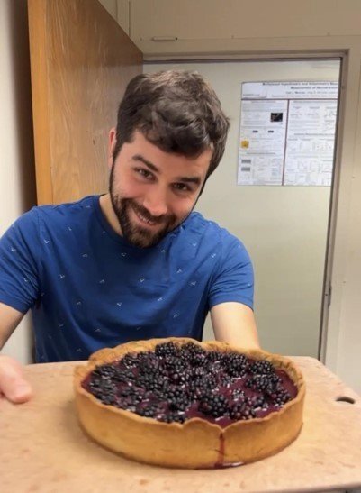 Dylan the baker with the lab favorite-Blackberry tart!