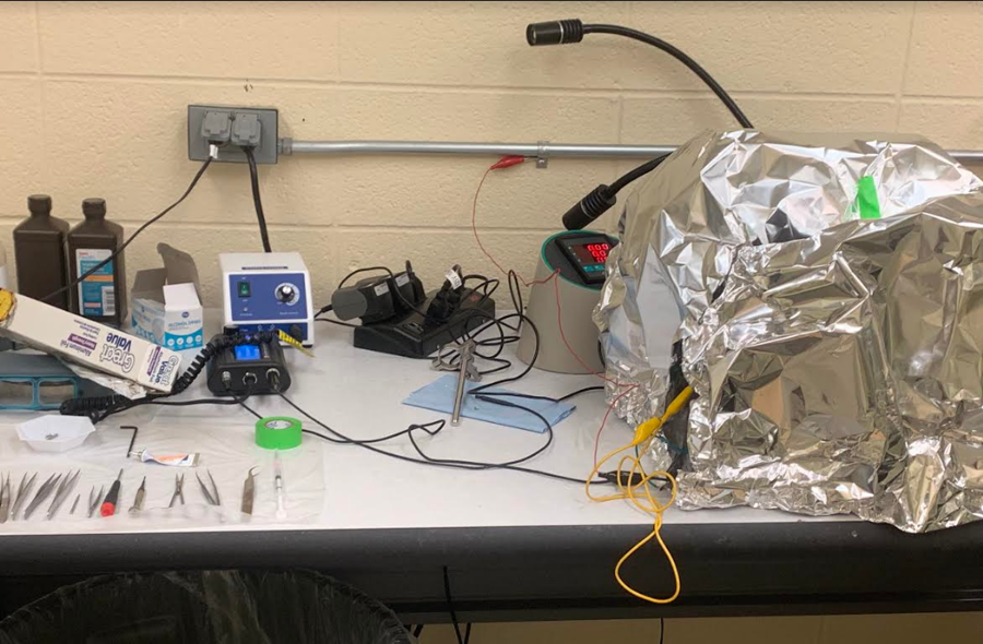 Makeshifting a Faraday cage for Pinnacle to test out their biosensors!