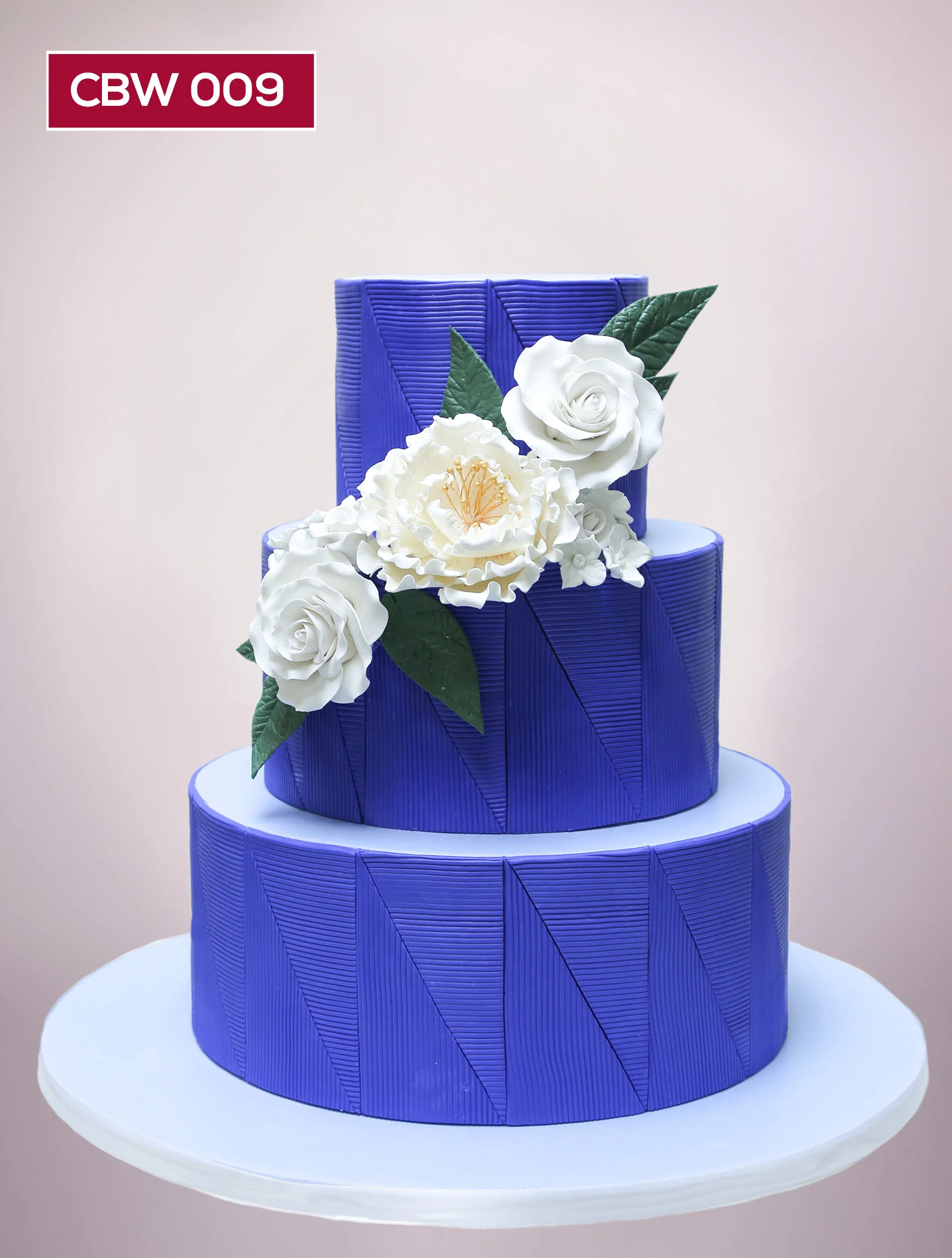 CBW009_Custom Display _ Hoboken Blue_white flowers_green leaves_stock_wedding_ 3tier.jpg