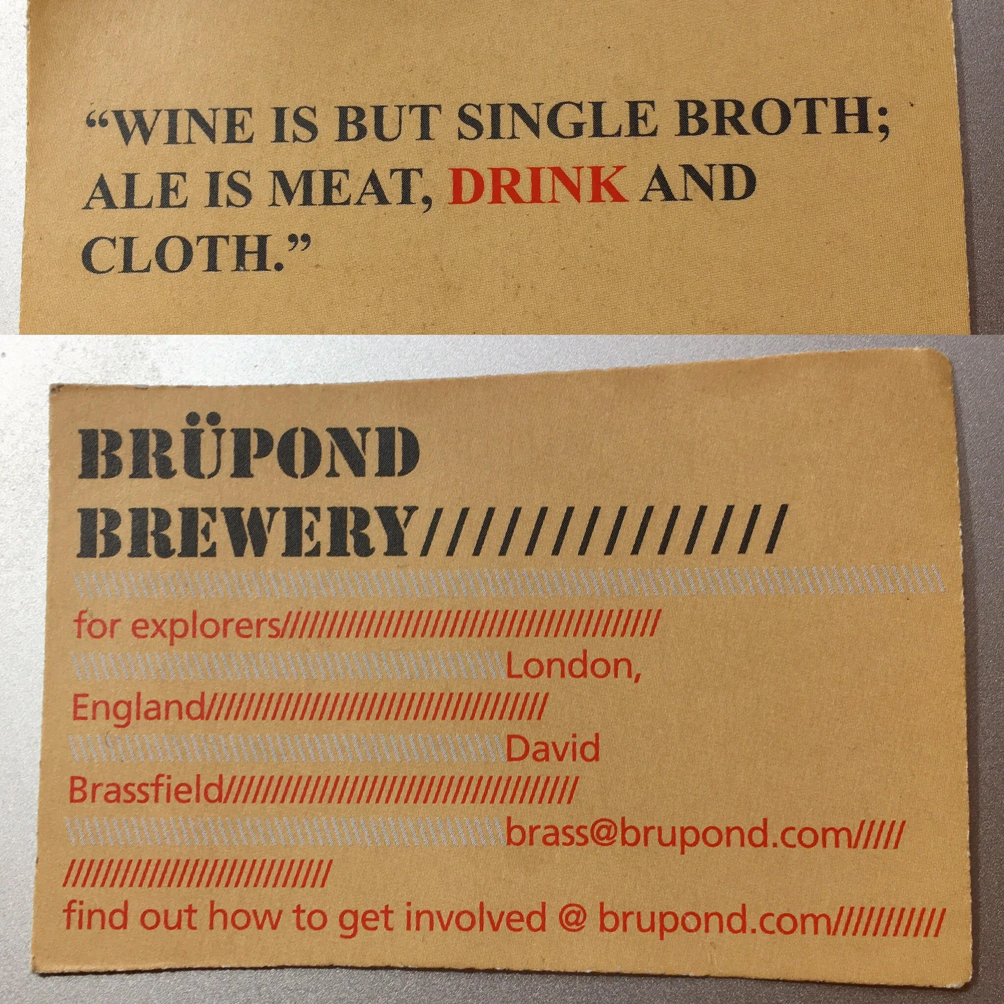 Dravid Brassfield’s card, front and back, from the summer of 2012