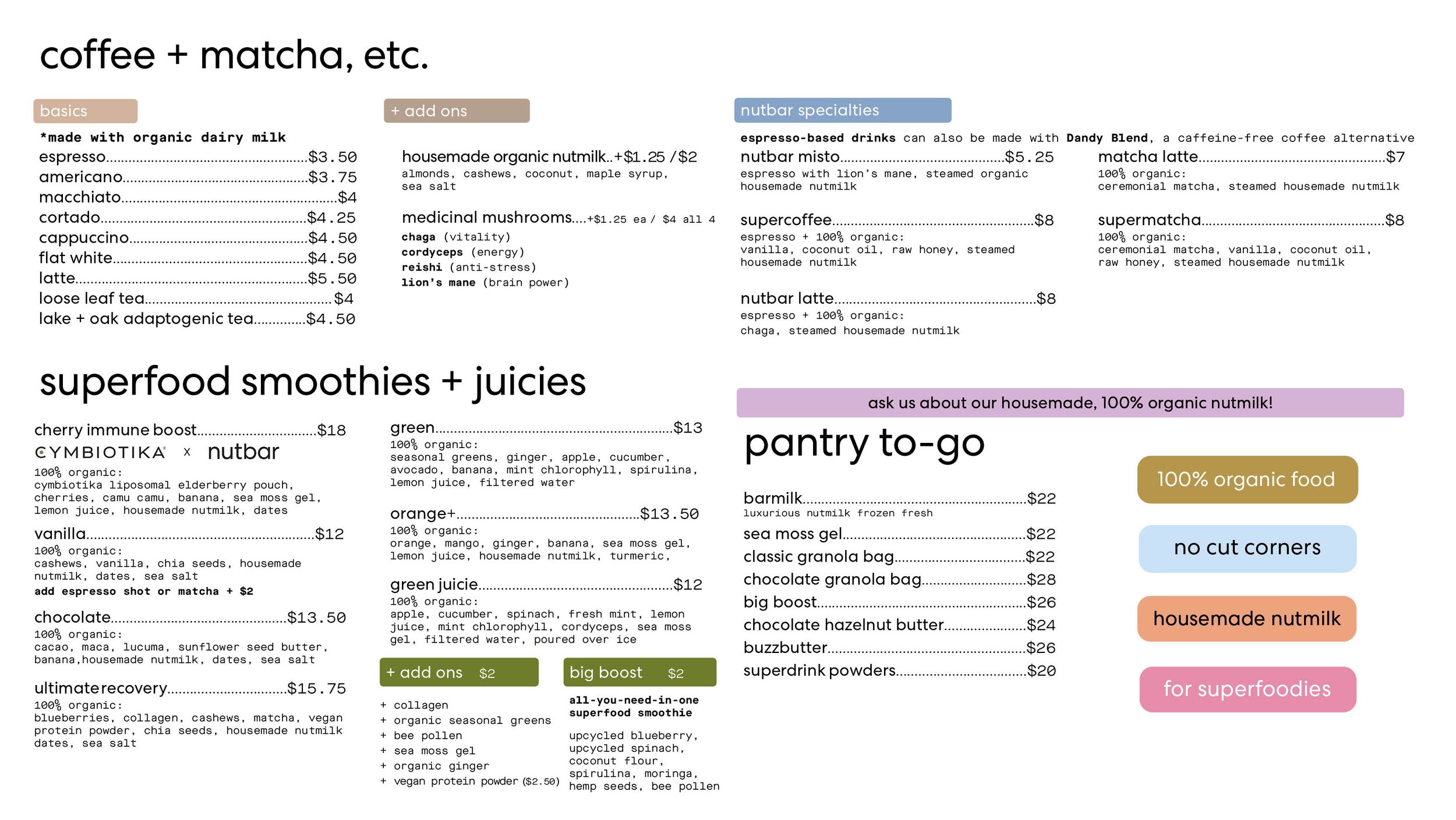 summerhill menu — nutbar