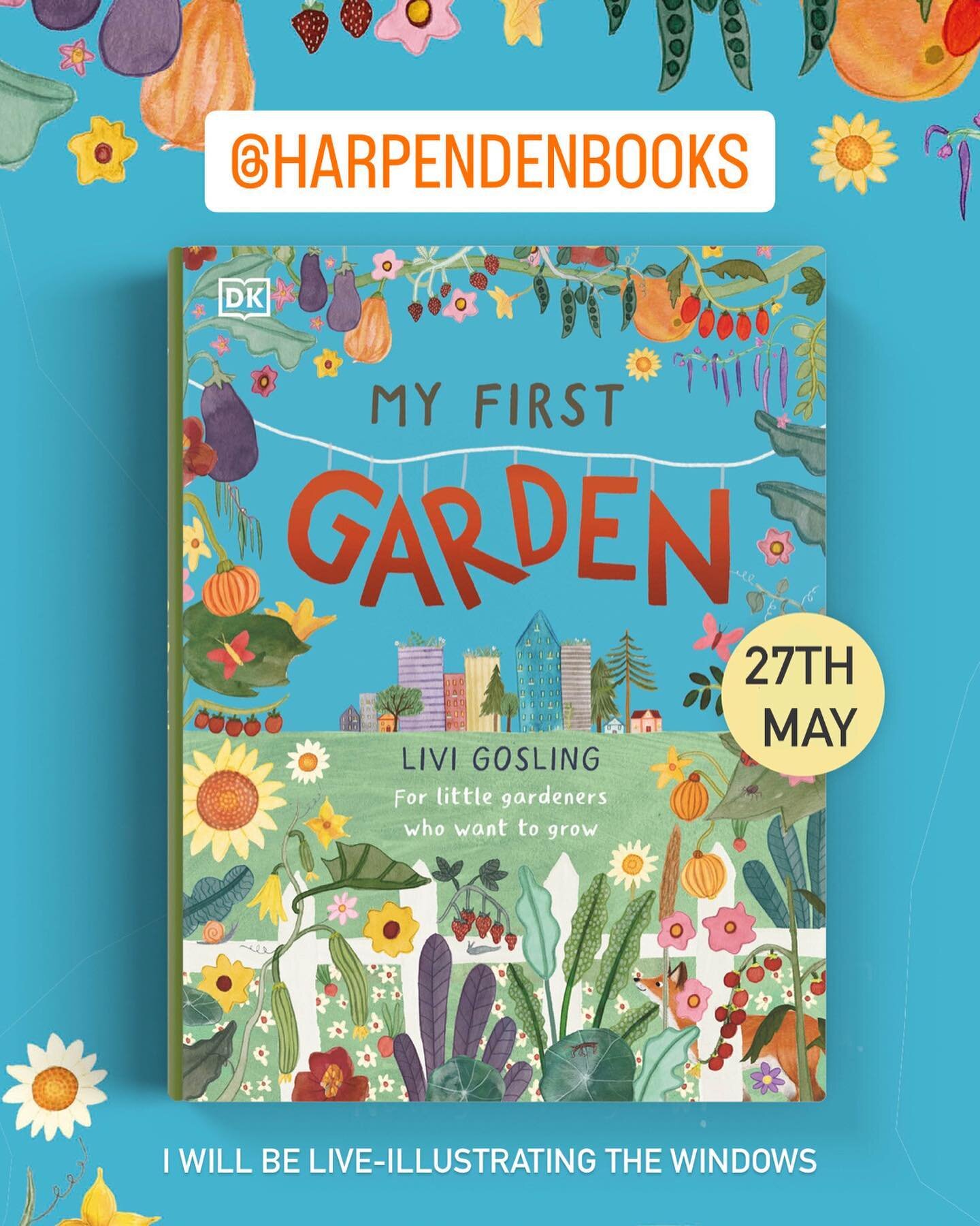 I have some exciting news! I will be illustrating the windows of my local bookshop @harpendenbooks on the 27th May from 11am

Pop by and say hi! Let&rsquo;s kick off half term and National Children&rsquo;s Gardening Week in style 🎨 

#MyFirstGarden 