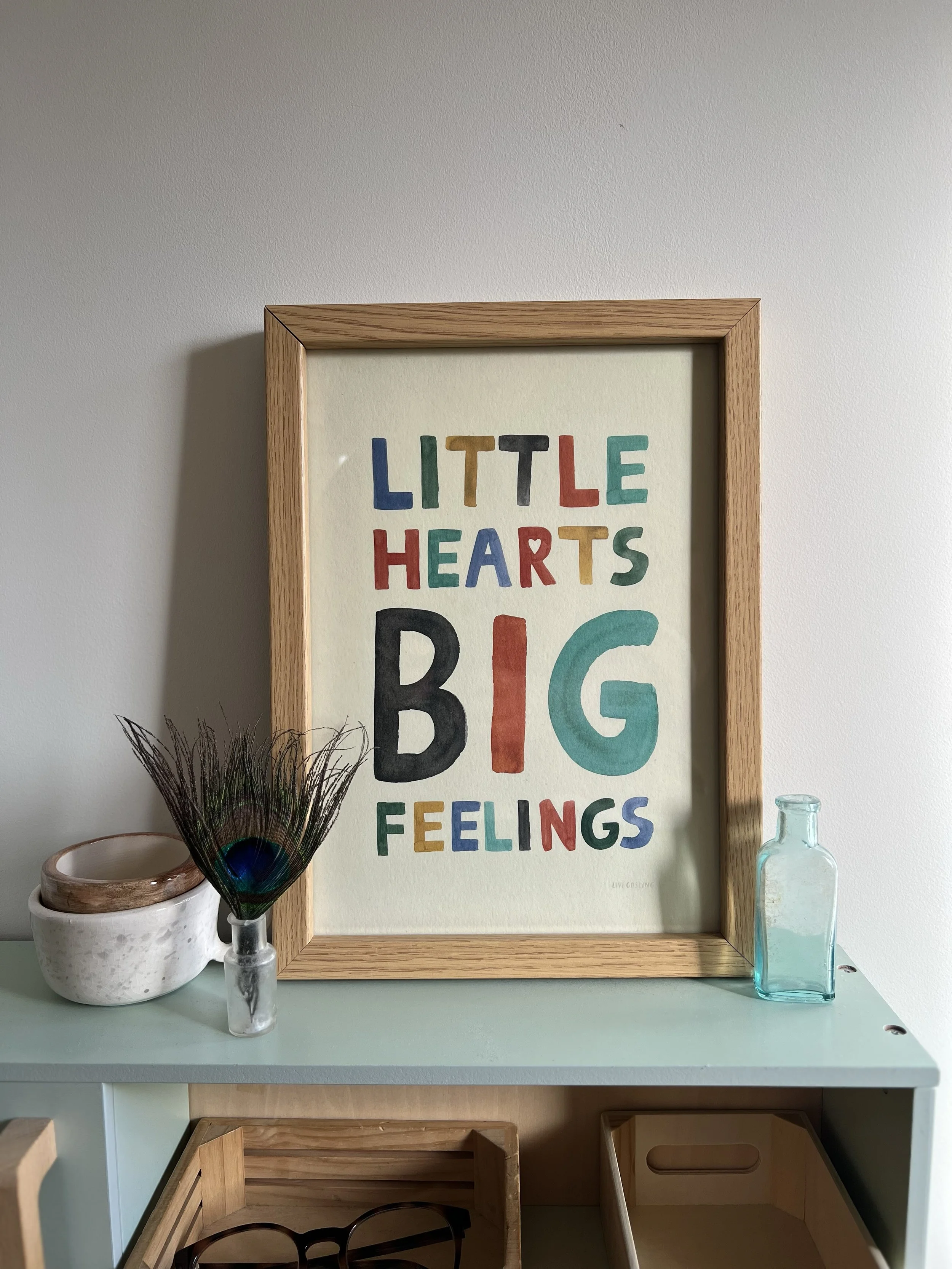 Little Hearts Big Feelings A4 Print