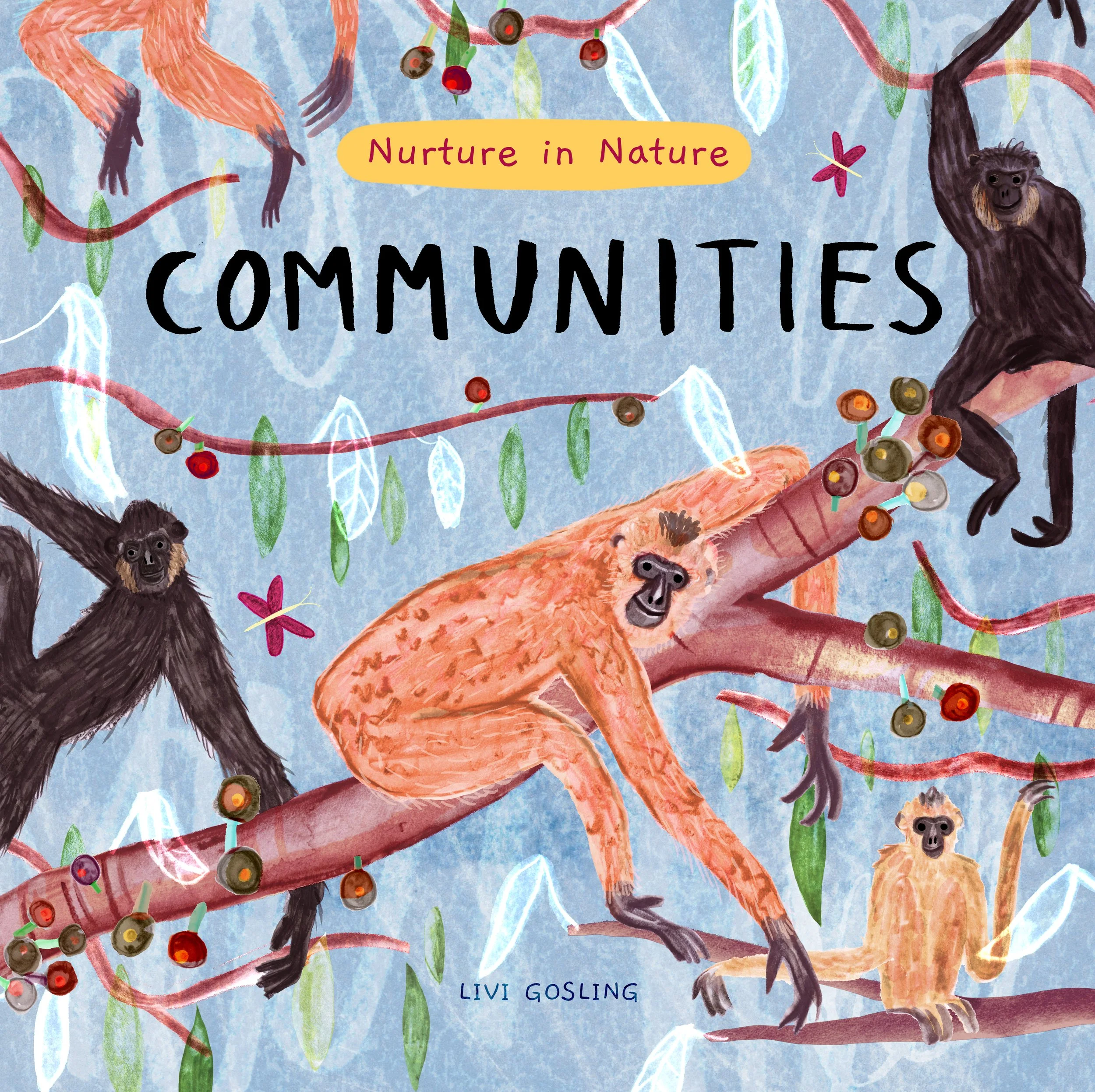 colourful children's book cover of Hainan gibbons