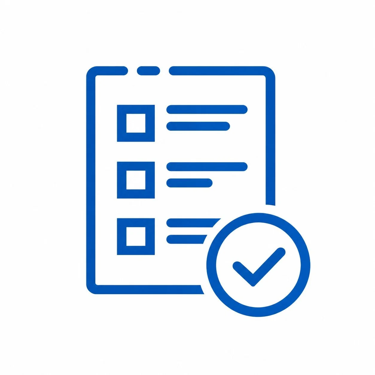 Checklist with a checkmark icon indicating completion or approval.