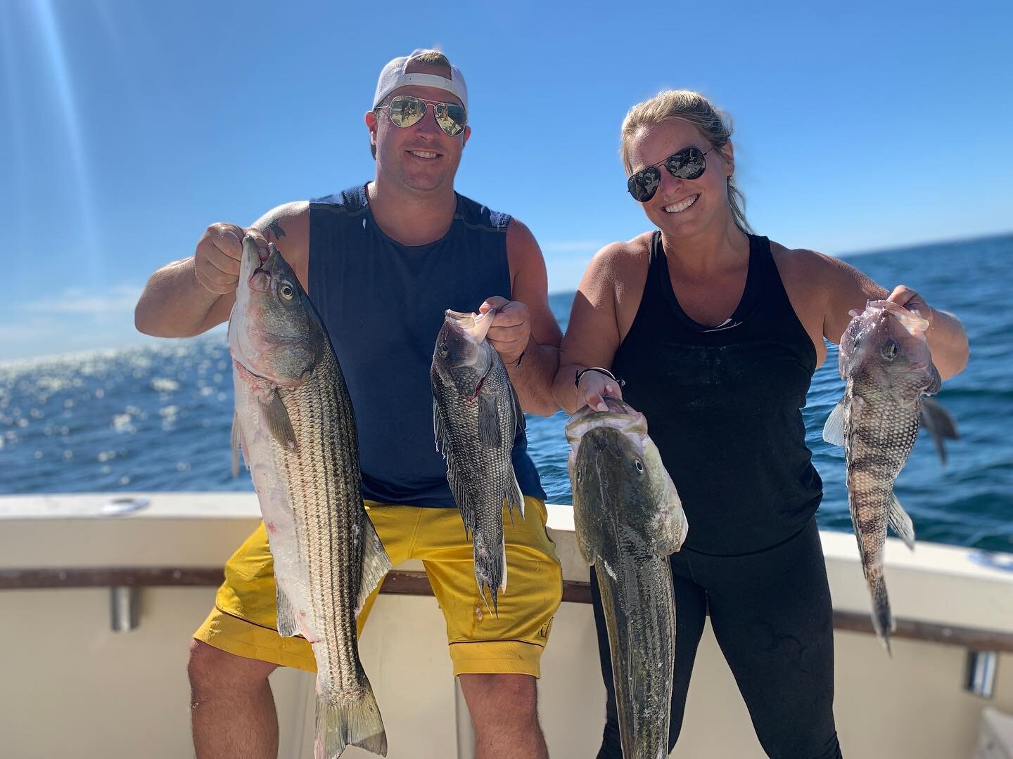 Megan and her Fianc&eacute; had a great day on the water today.  Had a quick limit of bass then went and caught some delicious seabass for the table!  CSS wishes them a wonderful wedding and marriage!
.
.
.
#captainsethsportfishing #sportfishing #ott