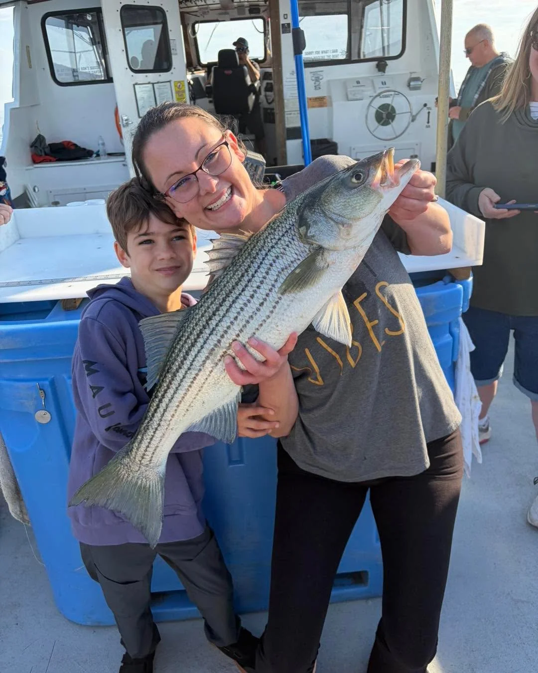 Jim&rsquo;s family reunion did some online research and decided to come give us a shot. They had a blast! Crushed the stripers, made lots and lots of memories, and had tons of laughs! Even caught a little guy with a tag in it! Not to many stripers be