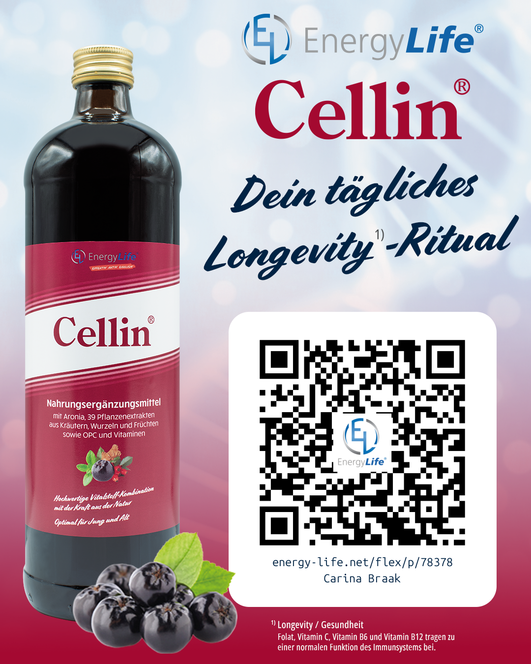 Bild einer Saftflasche mit QR Code zum Bestellen