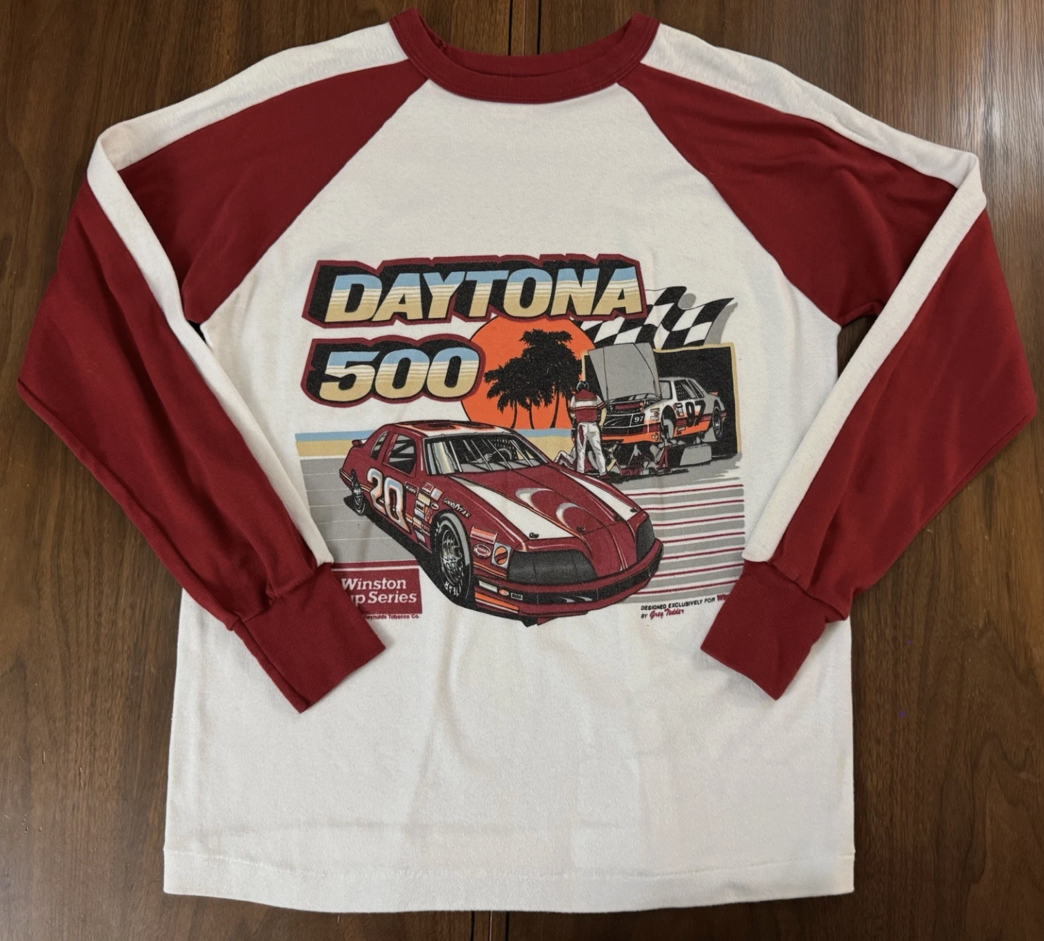 VTG 80s NASCAR Daytona 500 Winston Cup Greg Tedder Long Sleeve Shirt NEW Mens L