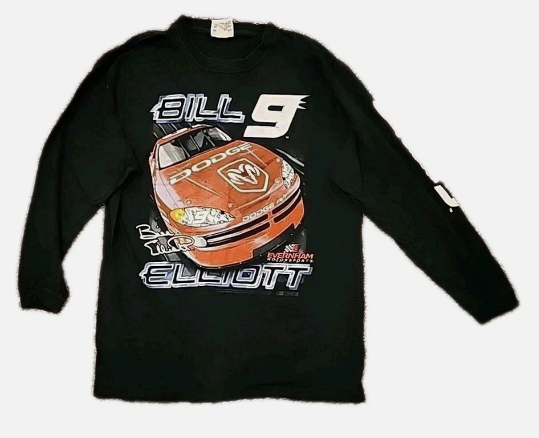 VTG Bill Elliott Competitors View Nascar Racing Long Sleeve Shirt Black Size XL