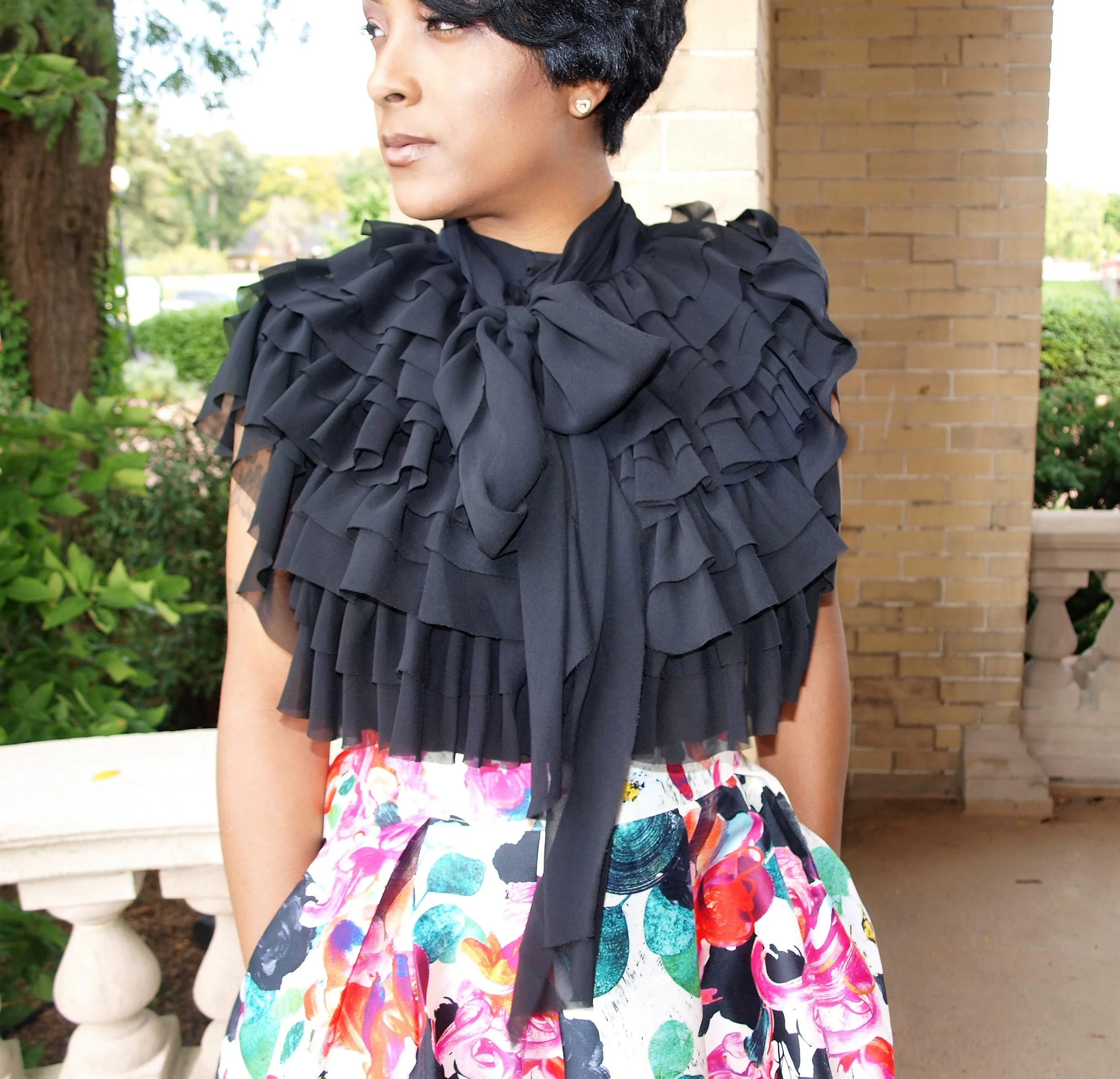 Black Sheer Ruffle Top