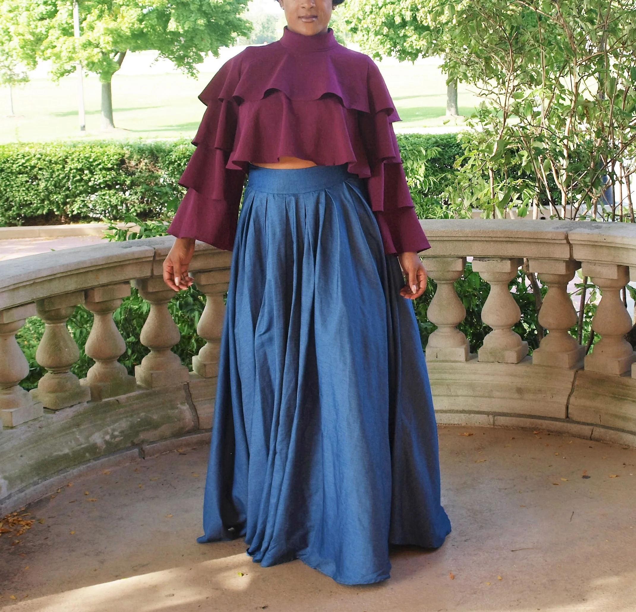 Burgundy Ruffle Crop Top