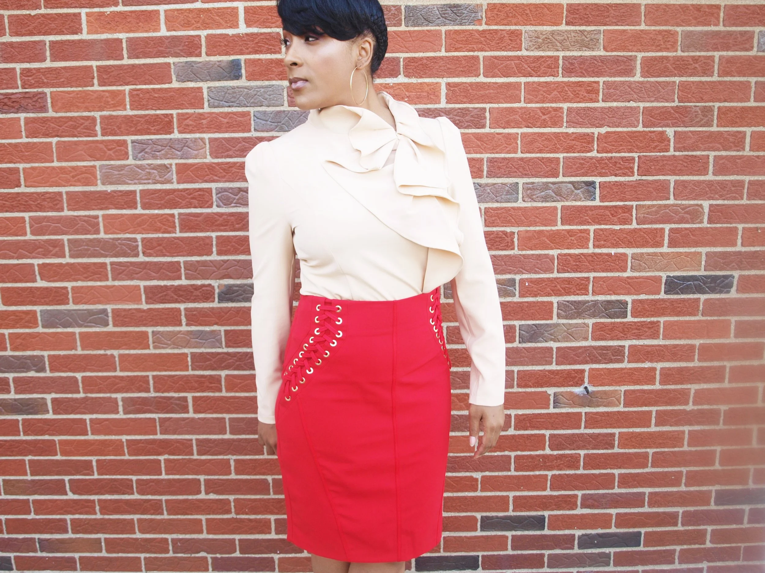 Ruffle Beige Longsleeve Top