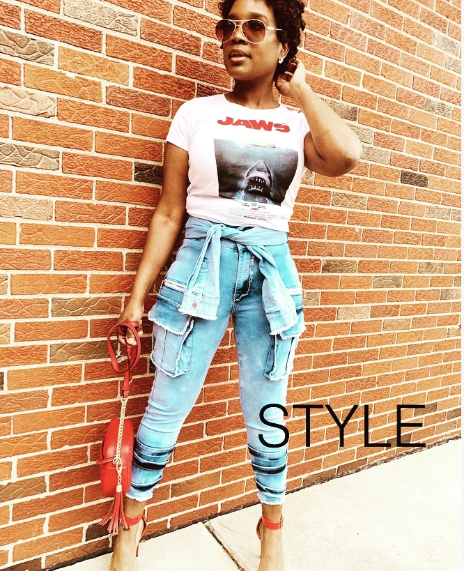 Tie High Waisted Denim Jeans