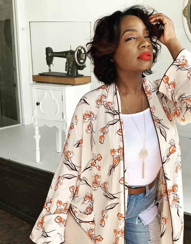 Mauve Flower Kimono Duster