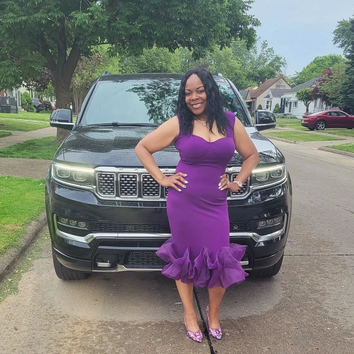 OUR CUSTOMERS STAY LOOKING FLY!!!! THANK YOU SIS FOR YOUR SUPPORT!!! 💜DRESS IS STILL IN STOCK!! #fashion #womeninbusiness #boutique