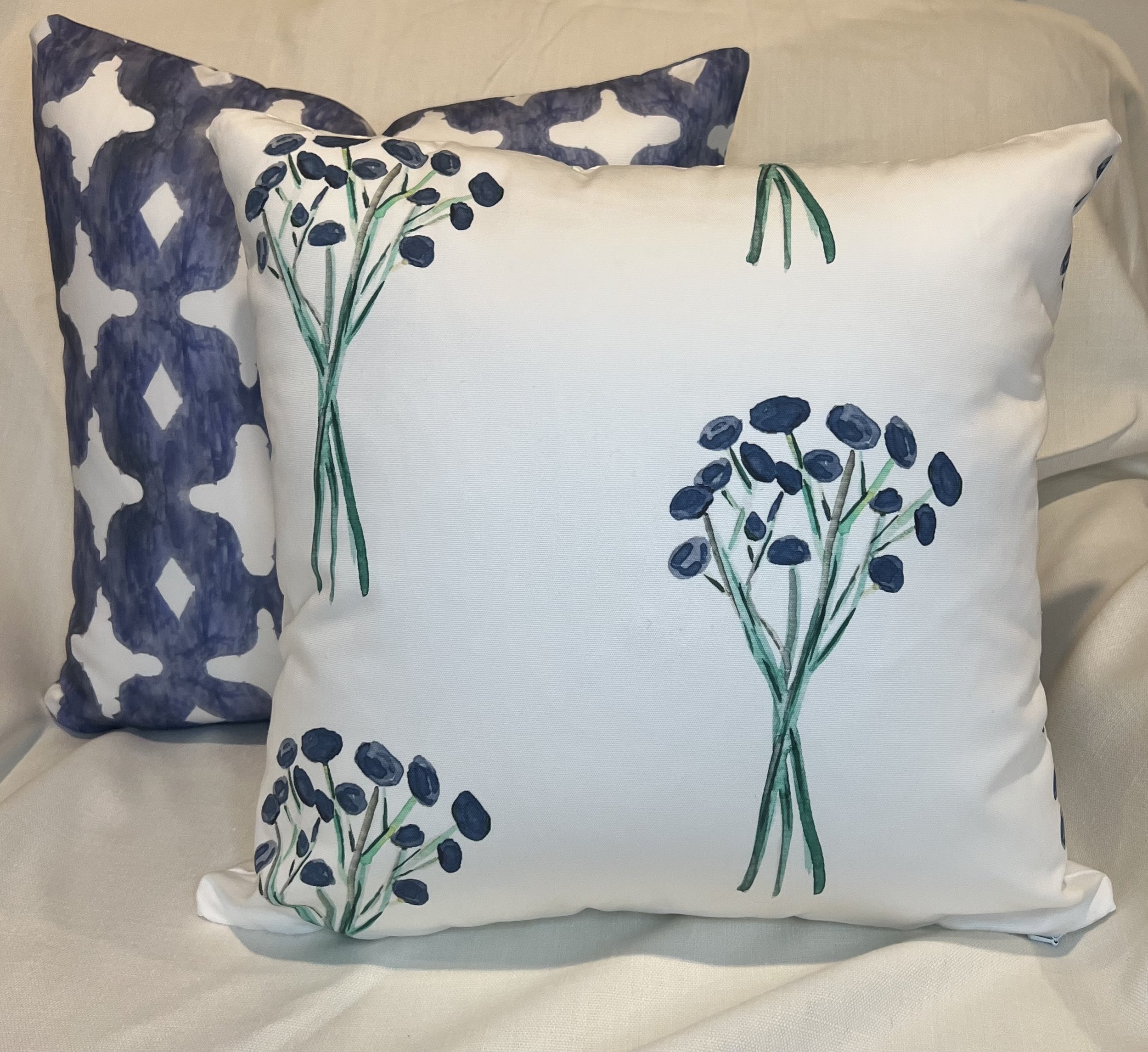 Tansy Blue Throw Pillow