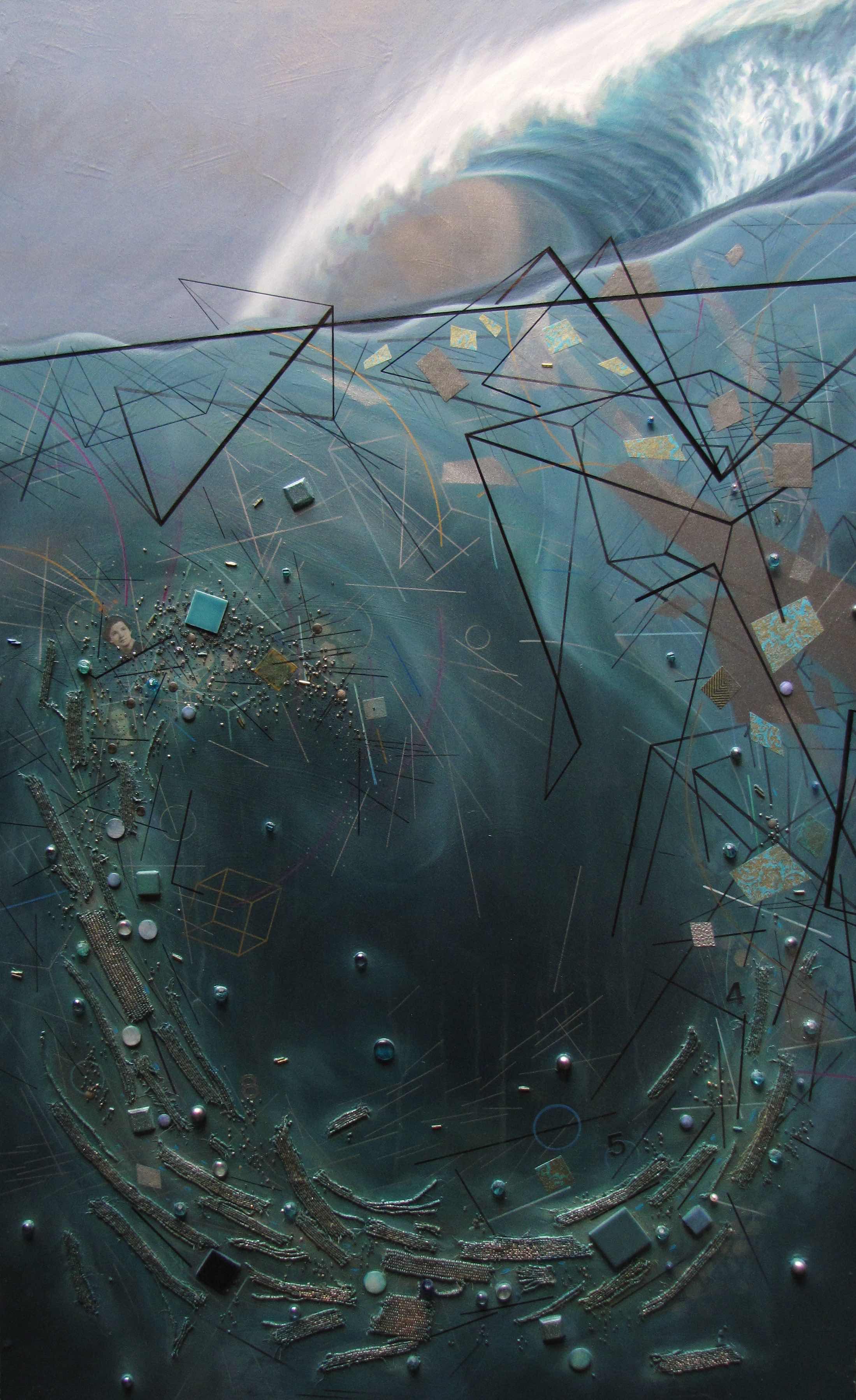  #51 under the wave study 1. 60x37 mixed media on board  *  