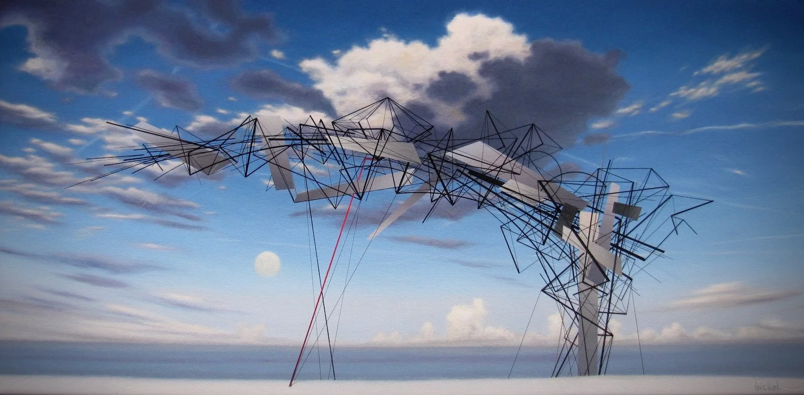  #199  architecture on the beach  24×48 oil on canvas 