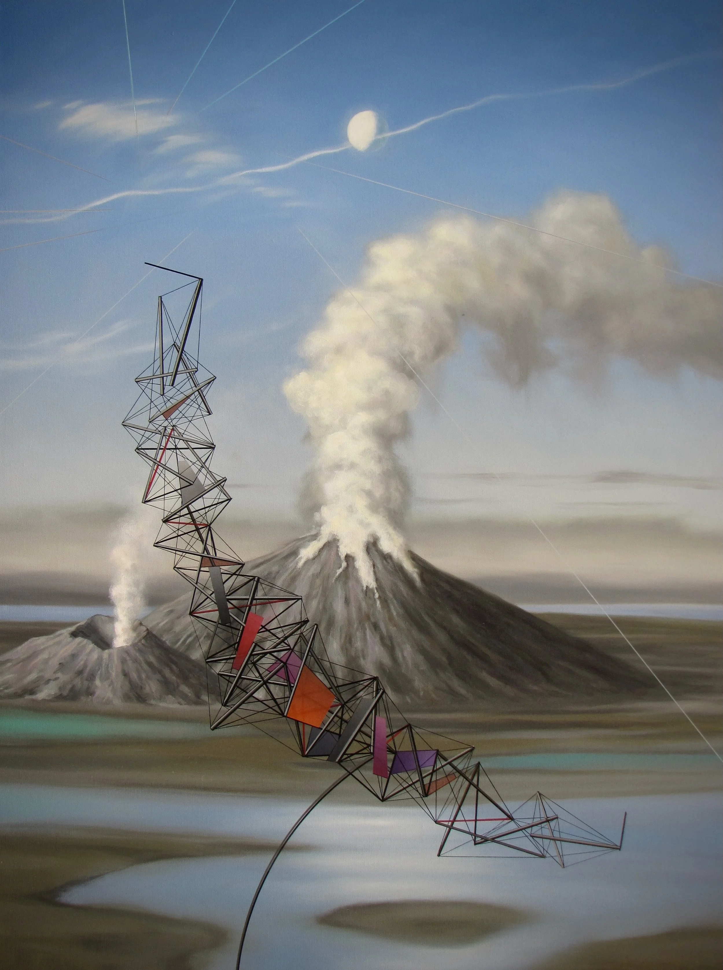  #283 sculpture with volcano 1. 40×30 oil on canvas 