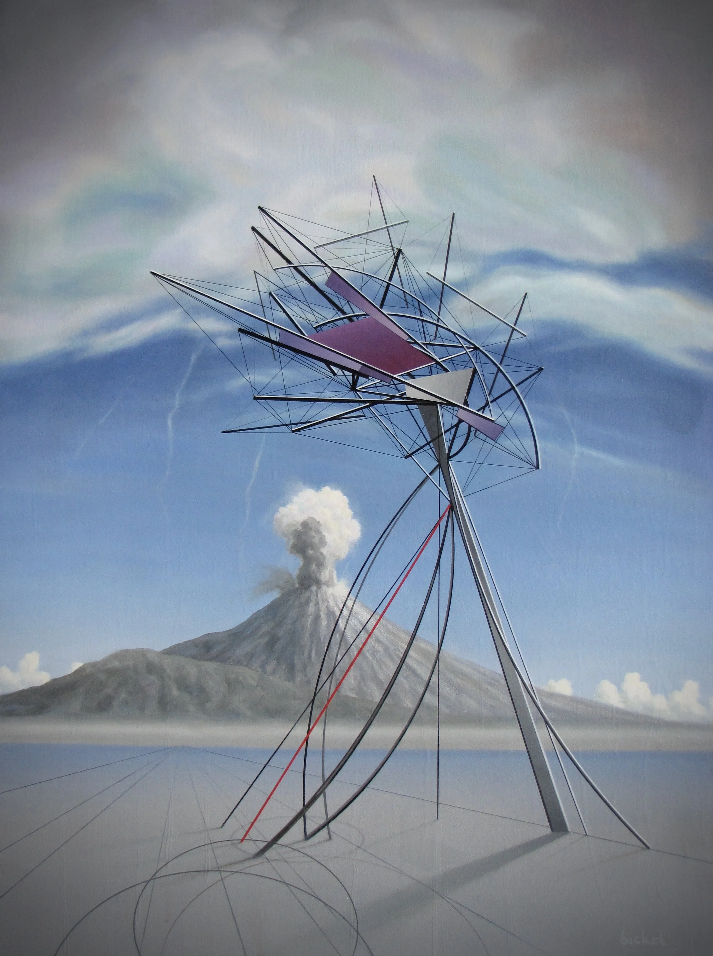  #284 sculpture with volcano 2. 40×30 oil on canvas 