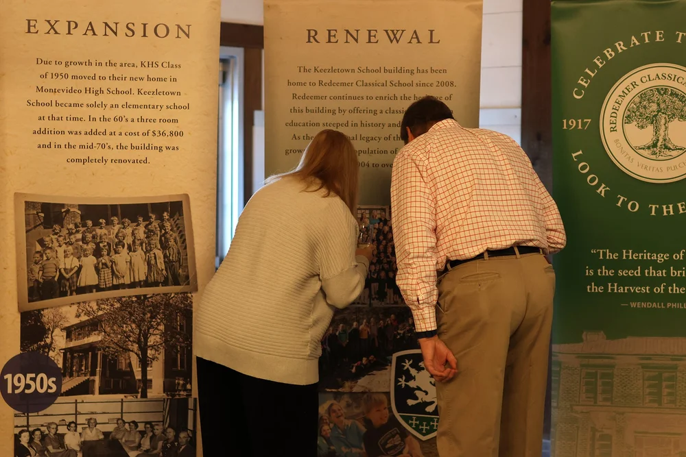  Checking out the displays from celebrating our building’s centennial in 2017 