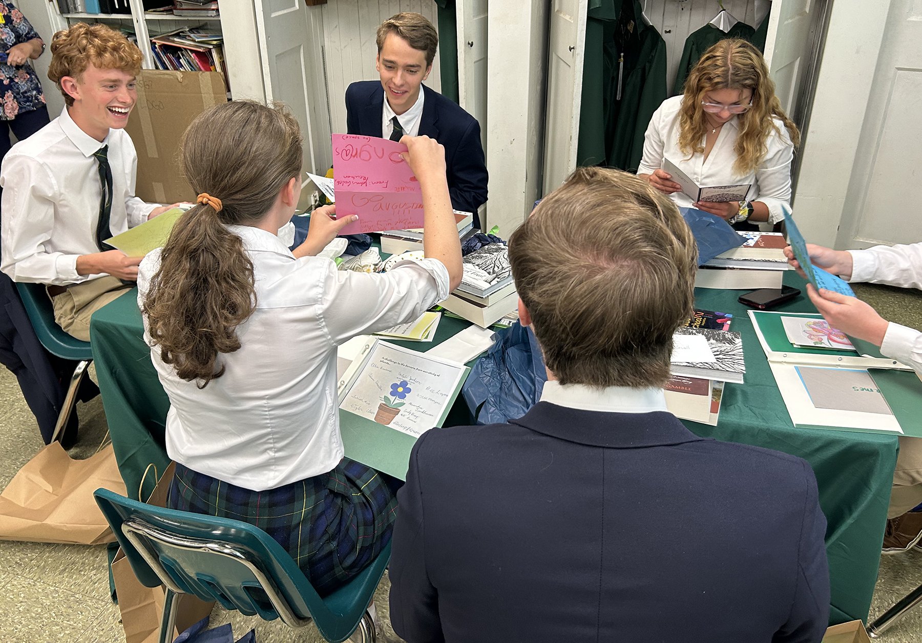 Reading all their cards from the younger classes
