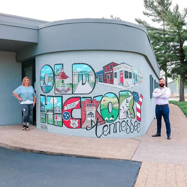The mural is done on my building in Old Hickory Village! Thank you, @paintcoveredmama, for the beautiful design.