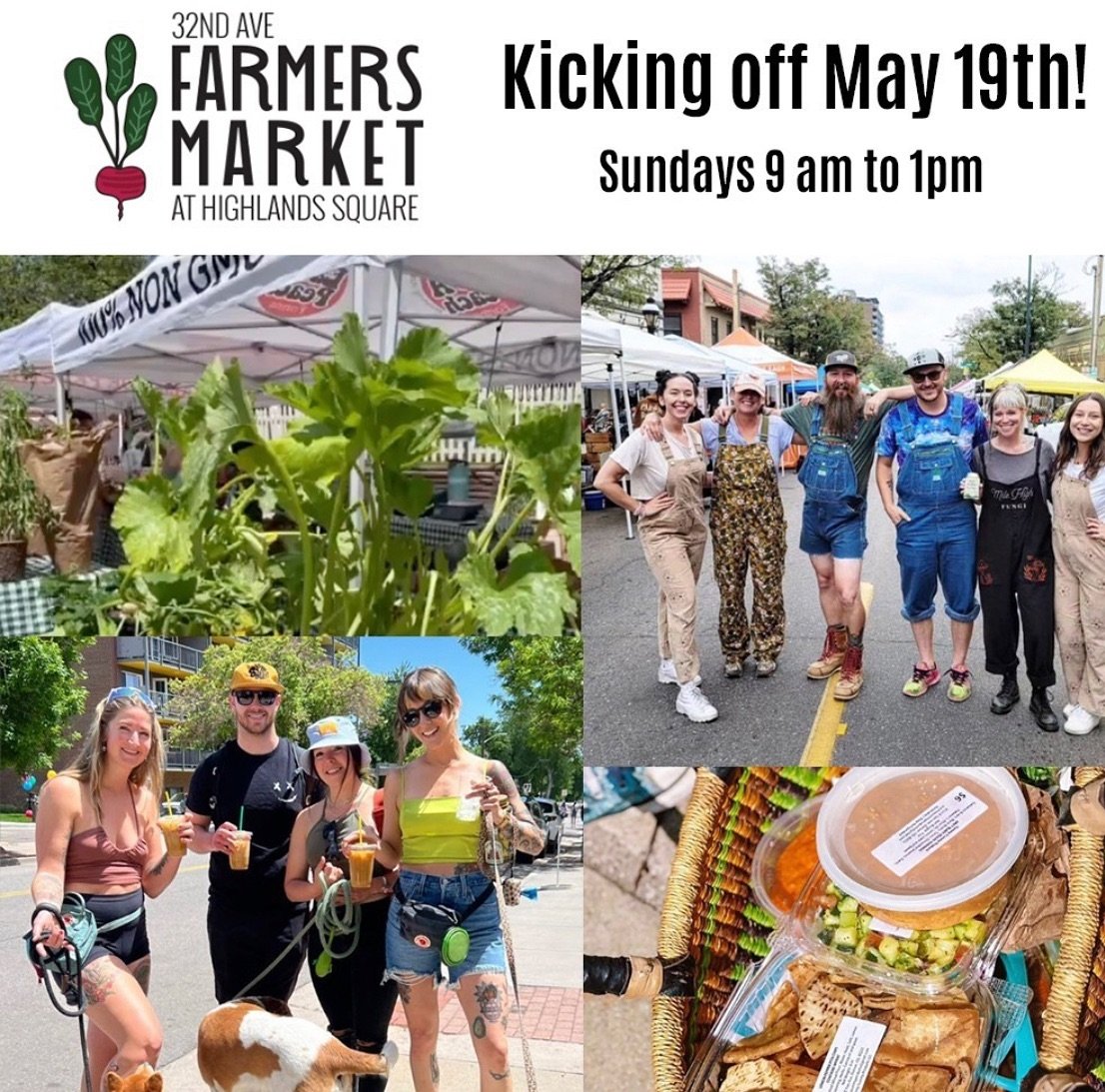 One month away! That&rsquo;s right! Four Sundays from today we&rsquo;ll be on 32nd Avenue kicking off the first Highlands Square Farmers Market of 2024! 

What are you most looking forward to?!