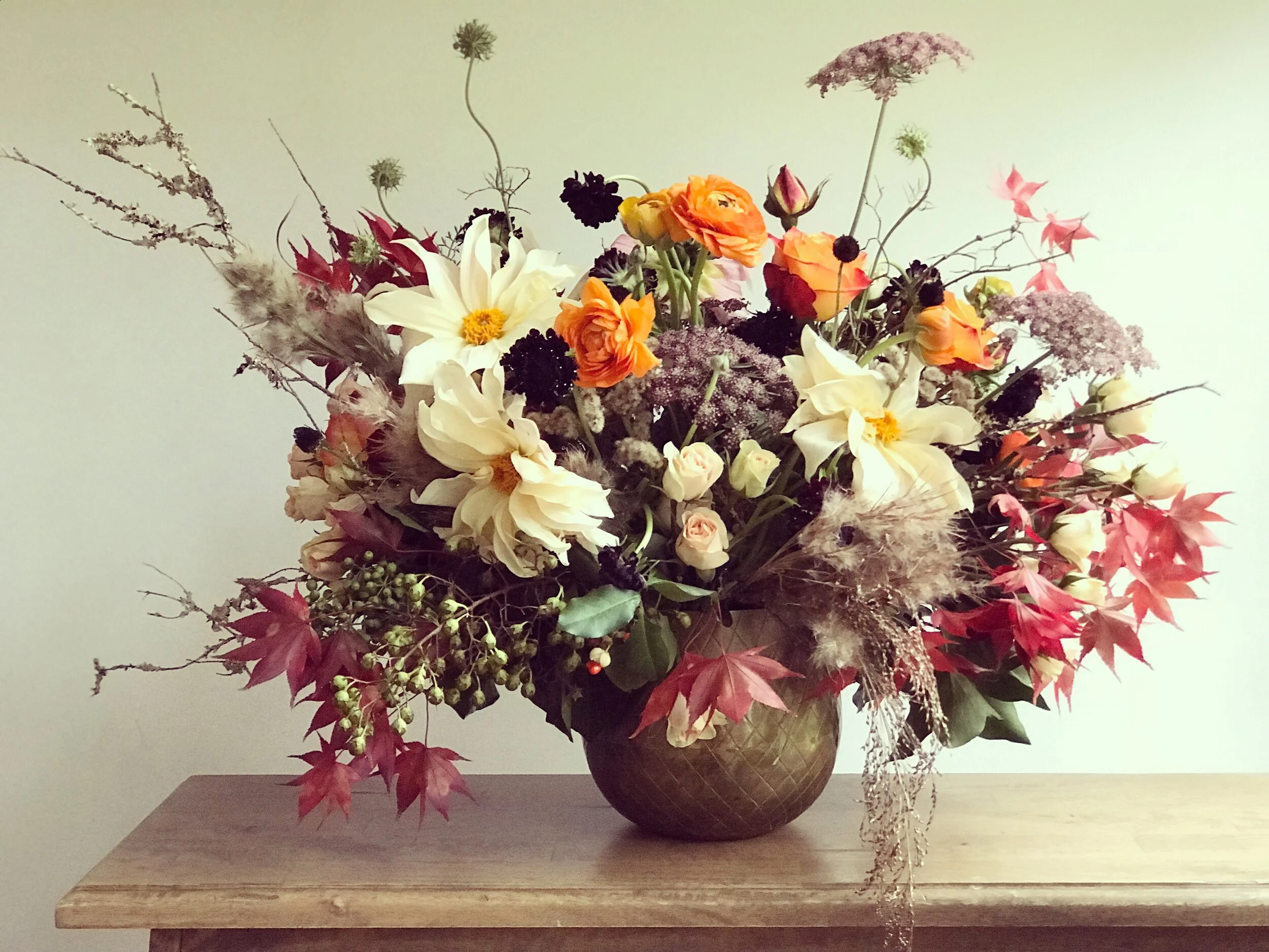 Dahlias and Maple.JPG