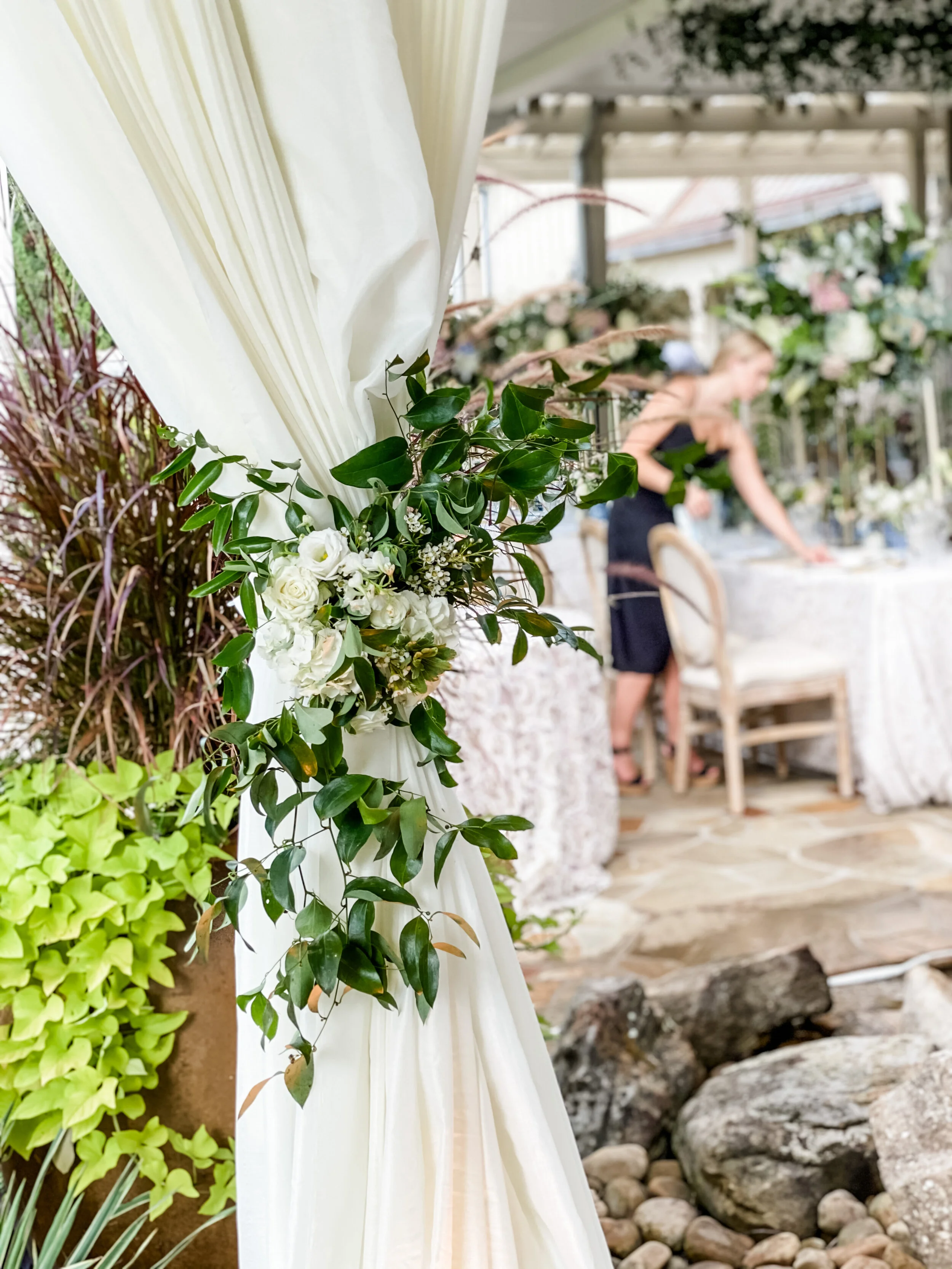 Smilax and Floral Tent Tie backs