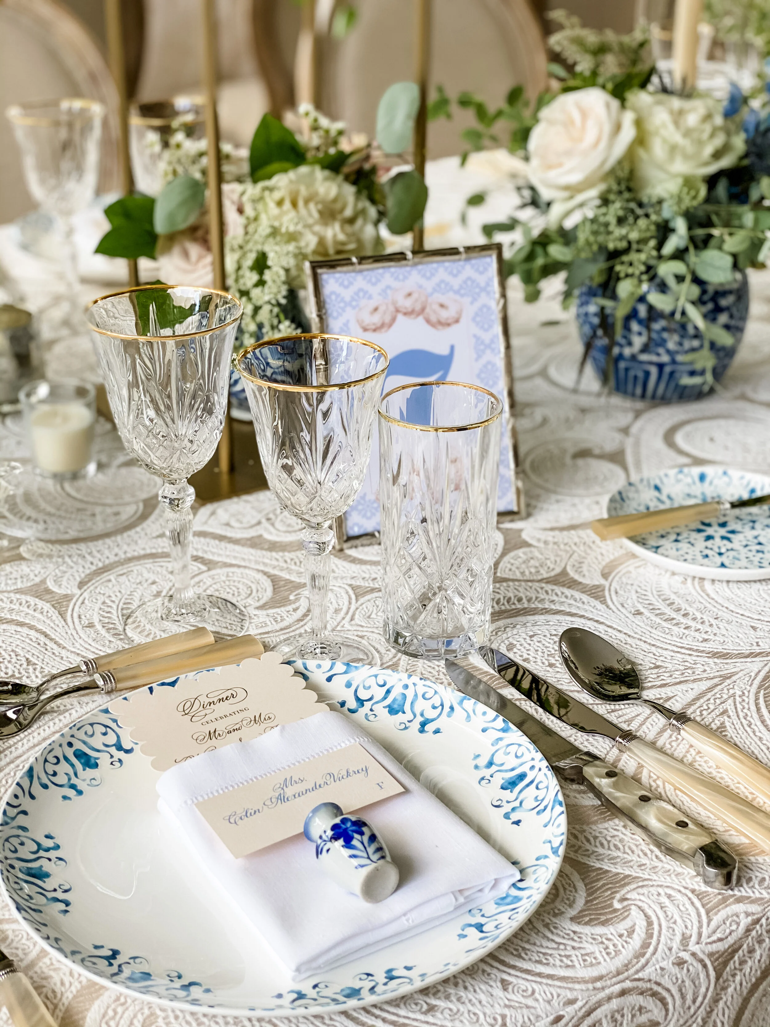 Adorable little blue and white party favors!